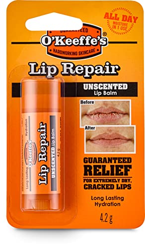 O'Keeffe's Lip Repair Unscented Lip Balm, 4.2g – For Extremely Dry, Cracked Lips | All-Day Moisture with 7 Moisturising Ingredients