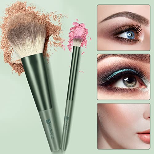 HEYMKGO Makeup Brushes 11pcs Premium Synthetic Bristles Green Color Kabuki Foundation Brush Face Lip Eye Makeup Brush Sets Professional with Gift
