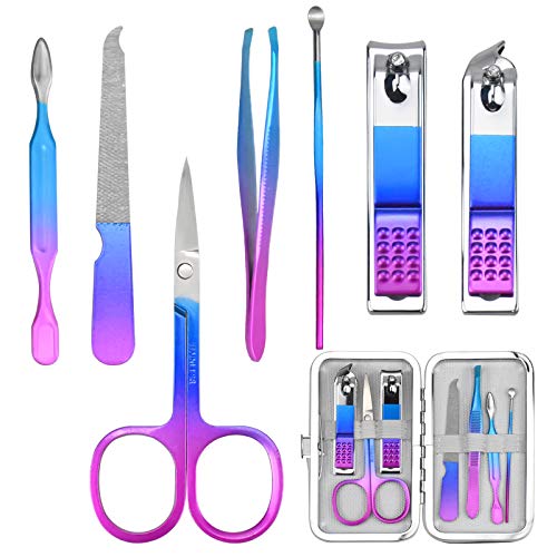 Manicure Set 7 pcs Pedicure Kit Professional Fashion Stainless Steel Nail Clippers Nails Cuticle Remover Toenail Cutter Grooming Tools for Girls