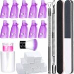 Wendergo Nail Polish Gel Remover Tools Kit with 10 Nail Clips, 500 Nail Remover Pads, Nail Polish Remover Bottle, Cuticle Pusher, Cuticle Peeler,