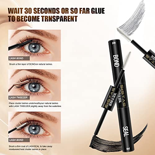 Lash Bond and Seal, Cluster Eyelash Glue for DIY Individual Eyelash Extensions,Super Strong Hold Cluster Lash Adhesive, Waterproof, Mascara Wand