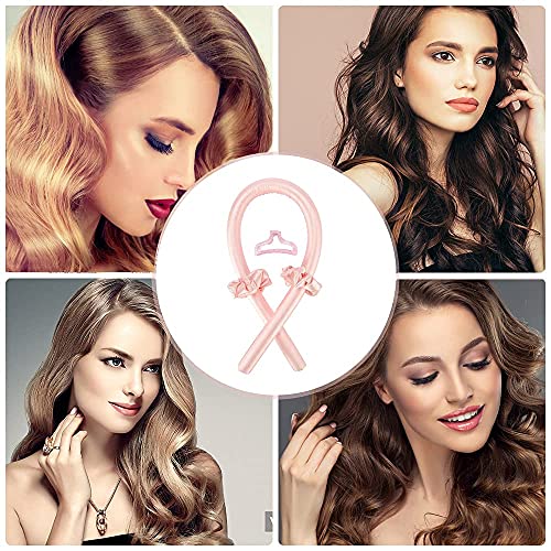 Heatless Curling Rod Headband,No Heat Wave Hair Curlers Styling Tools for Long Medium Hair Make Soft And Shiny (Pink)