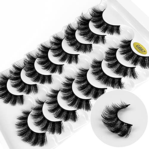 KOKAY False Eyelashes Russian Strip Lashes Faux Mink Lashes 8 Pairs DD Curl, Reusable Fluffy 3D Fake Eyelashes Thick Soft Waterproof for Gift (K0