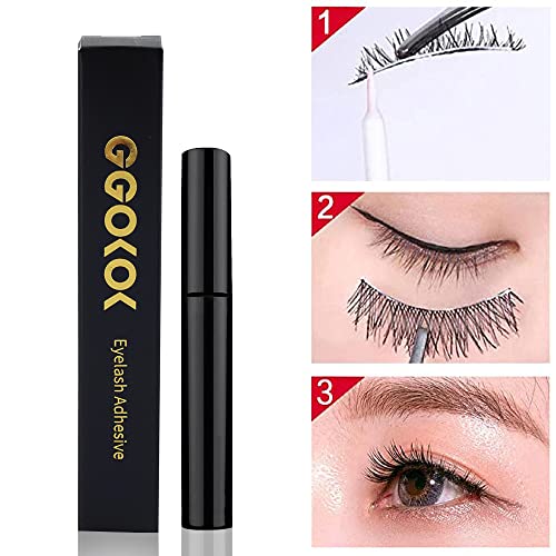 GGOKOK-Eyelash-Glue-Clear, Strip Lash Glue Super Hold Eye Lash Glue Latex-Free Waterproof Lash Adhensive for False Eyelashes Suitable for Sensiti