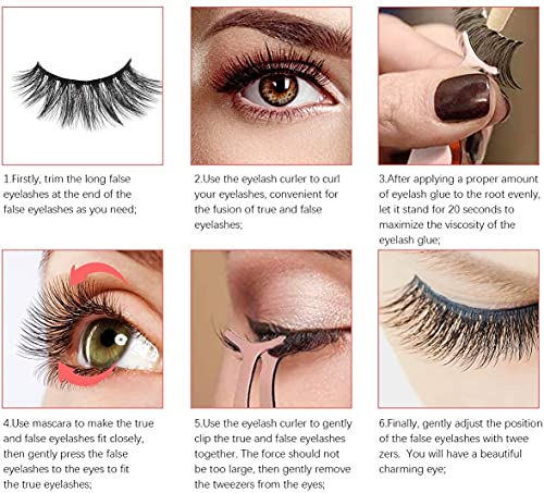 False Eyelashes 5 Pairs Reusable 3D Mink Lashes Handmade Natural Thick Fake Eyelashes Contains Stainless Steel Eyelash Tweezers (Bomb)