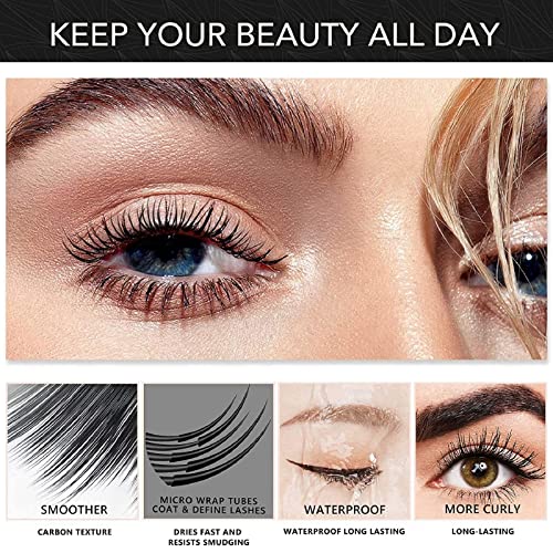 Mascara Black,4D Silk Fiber Eyelash Mascara,Mascara Black Volume and Length Waterproof,False Lash Effect Mascara, Extra Long Lash Mascara,Lengthe