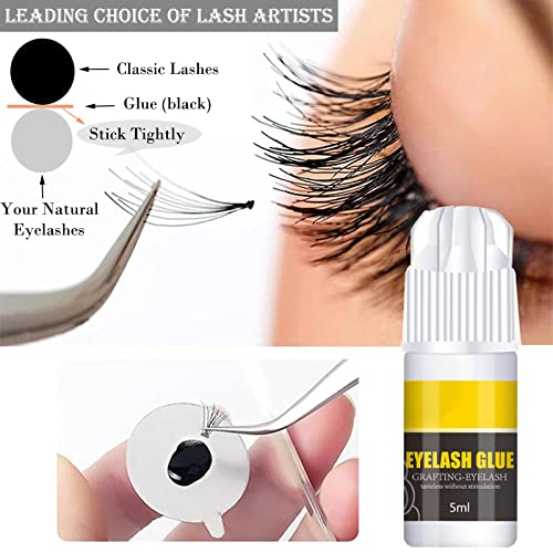 Eyelash Extension Glue 5ML Strong Black Individual Lash Glue 2-3Sec Quick Drying Professional Lash Extension Glue for Sensitive, Retention Long L