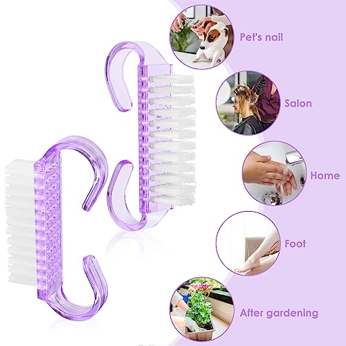 8 Pcs Nail Cleaning Brush with Handle Grip, Fingernail Scrub Cleaning Brushes Manicure Dust Brush Pedicure Scrubbing Tool for Toes and Nails, Hom