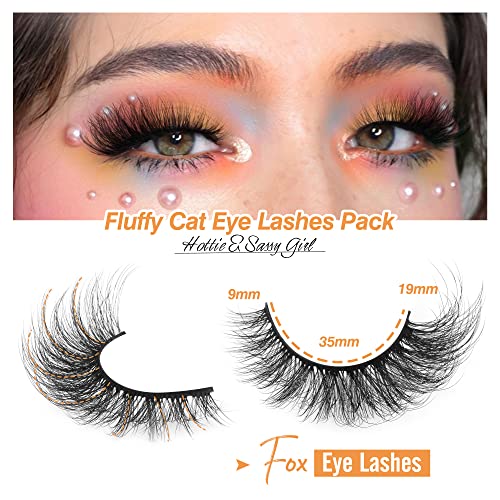 Fluffy False Eyelashes Natural Cat Eye Lashes 3D Faux Mink Eyelashes Wispy Fox Eye Lash Extensions 7 Pairs Multipack by Eefofnn