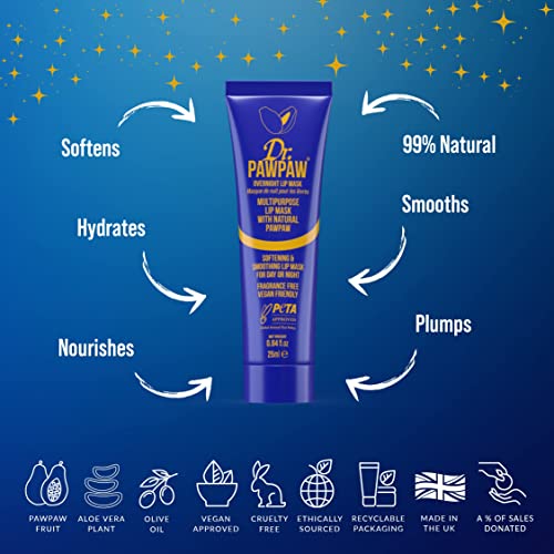 Dr.PAWPAW Overnight Lip Mask 10ml, multipurpose lip mask with natural pawpaw