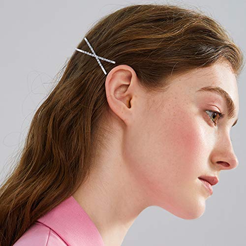 Dokpav 12 Pieces Rhinestone Bobby Pins, Crystal Hair Pin Decorations, Silver Metal Hair Clips, Barrettes Headdress, Fashion Hair Accessories for