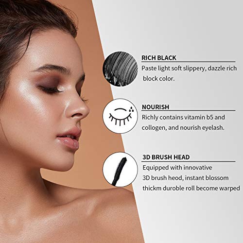 Mimore Mascara Long Lasting Waterproof & Smudge-Proof Natural Fiber Lash Mascara, Lengthening and Thick, fiber Mascara Volume Enhancer Eye Lash M