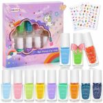 Kids Nail Polish Set for Girls 12 Candy Colors Childrens Nail Polish Kit Quick Dry for Kids Gifts with Stickers, Water-Based Non-Toxic Peel-Off R