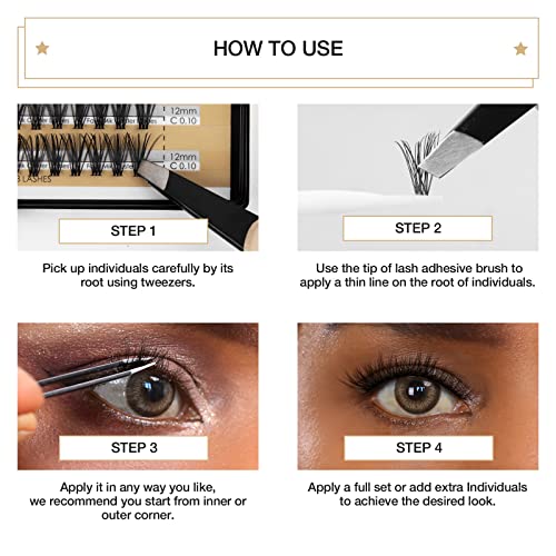 LASHVIEW DIY Eyelash Extension, Individual Lashes Kit,Cluster Lashes,Individual Lashes with Glue and Tweezers