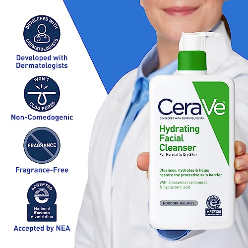 CeraVe Hydrating Facial Cleanser 16 oz for Daily Face Washing, Dry to Normal Skin (16)