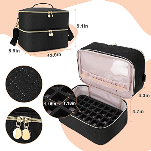 Holres Nail Polish Storage Organiser Case Holds, Detachable Nail Vanish Storage Bag with Adjustable Strap Portable Nail Lamp Storage Bag for Nail