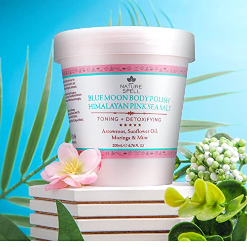Nature Spell Himalayan Pink Sea Salt Body Scrub 200 ml, Natural Exfoliation For Body, Remove Dead Skin Cells, Natural Salt Scrub - 100% Vegan, Ma