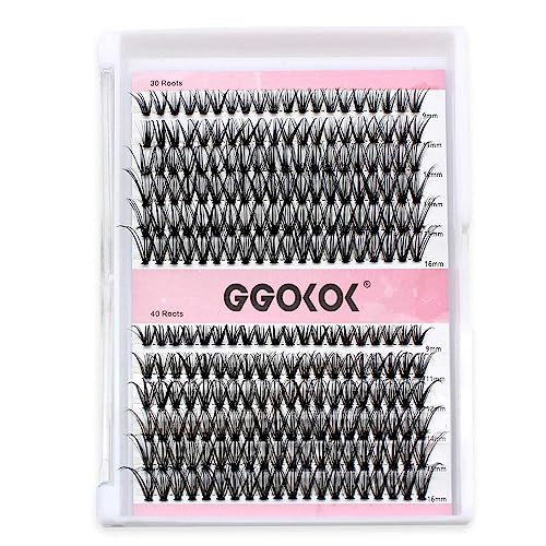 GGOKOK Lash Clusters 240 Pcs Individual Lashes Cluster Lashes 30D+40D D Curl 9-16Mix Lash Clusters DIY Lash Extension At Home Lashes (30D+40D D C