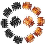 12 Pieces Small Hair Clips,3cm x 2cm/1.18inch x 0.78 inch Mini Hair Claw Clips Plastic Hair Jaw Clips for Women and Girls (Black and Brown)
