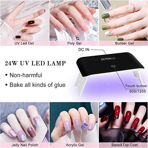 Acrylic Nail Art kit With UV Lamp, Acrylic Glitter Powder with Acrylic Liquid Monomer and Basic Nail Art Tools Professional Acrylic Nails Extensi
