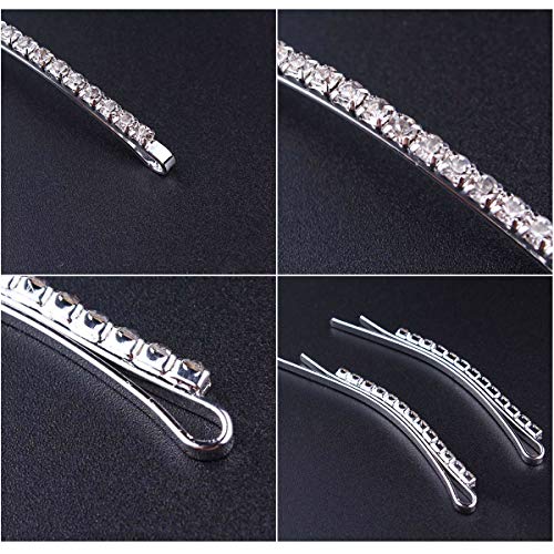 Dokpav 12 Pieces Rhinestone Bobby Pins, Crystal Hair Pin Decorations, Silver Metal Hair Clips, Barrettes Headdress, Fashion Hair Accessories for