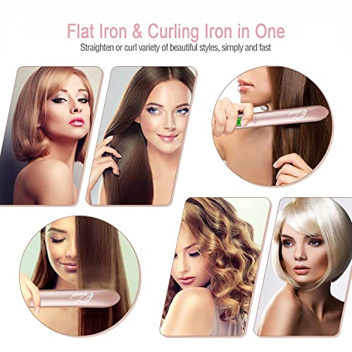 Culwad Hair Straighteners, 2 in 1 Ceramic Flat Iron and Curling Iron with LCD Display, Straightners & Curls with Adjustable Temperature (140-230