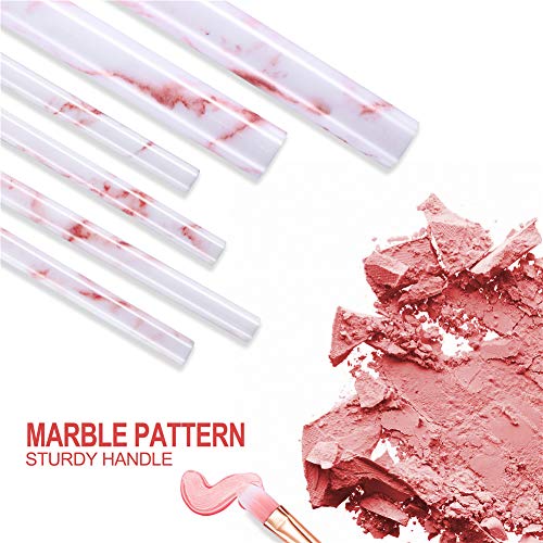 Makeup Brushes Sets Glamour Gaze 16PCS Pink Marble Make up Brushes Foundation Eyeshadow Concealer Eyebrow Blush Brush Set With Makeup Brush Holde