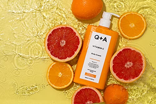 Q+A Vitamin C Body Cream, for hydrating body care with ingredients that promote moisturisation by mirroring the makeup of your skin, brighten ski