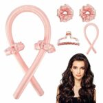Heatless Curling Rod Headband, Silky Heatless Hair Curler with Hairpin, No Heat Wave Styling Tools for Long Medium Hair(Pink)