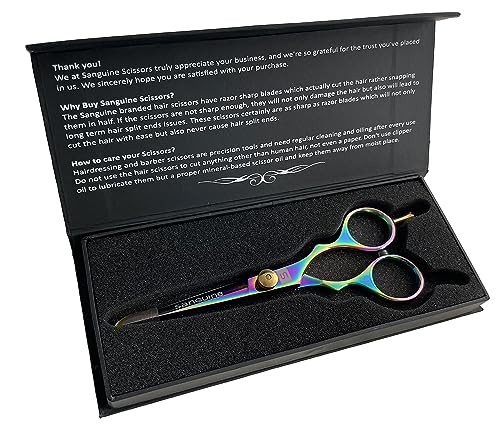 Professional Hair Cutting Scissors, Hairdressing Scissors, Ultra-Sharp Japanese Convex Blades, Titanium Coated - 5.5 inch, Includes Case