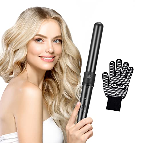 CkeyiN 32mm Curling Wand Professional Ceramic Barrel Hair Curler for Long Hair & Big Beach Waves Curls Adjustable Temperature Dual Voltage with G