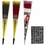 LOPHE Temporary Tattoos, Natural Temporary Tattoo Paste Cone For Body and Face, Professional Temporary Art Tattoo Creams, Package with 3 Tattoo C