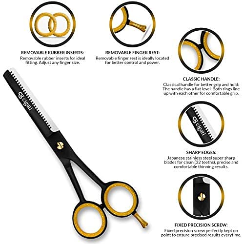 Cigati Hairdressing Scissors | 6.5 Inch Hair Scissors Thinning Scissors Set | Stainless Steel Razor Edge Blades | Barber Hair Cutting Professiona