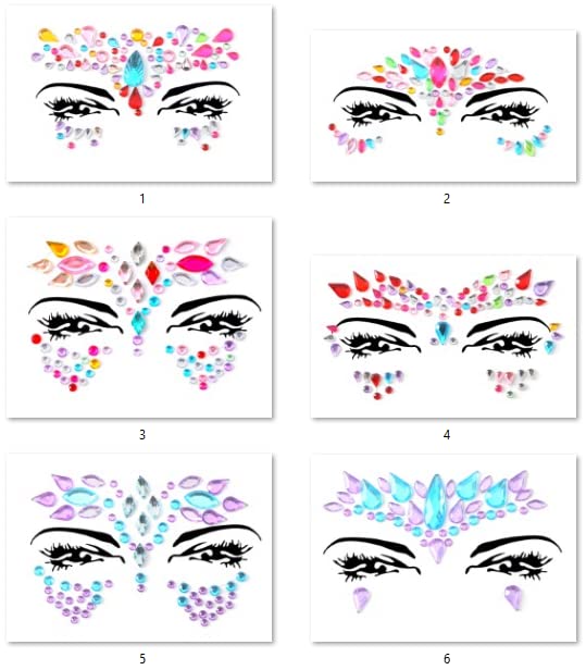 Face Gems Adhesive Glitter Jewel Tattoo Sticker Festival Gems Rave Party Body Make Up (Shine)