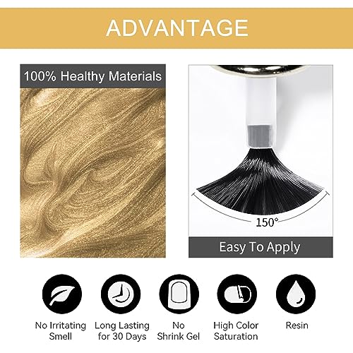 Gold Glitter Nail Polish - Champagne Color Nail Polish - Quick Drying Long-Lasting Nail Varnish - Peel Off Nail Polish No UV Needed - No Odor Non