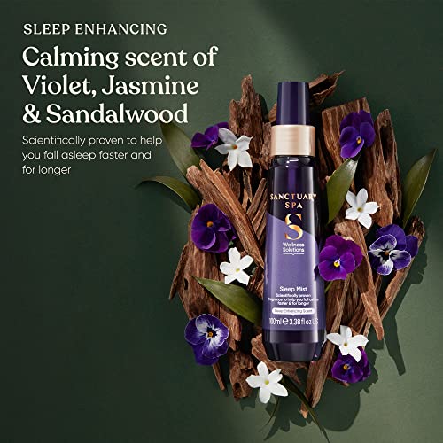 Sanctuary Spa Pillow Sleep Spray, Violet Jasmine and Sandalwood, No Mineral Oil, Cruelty Free and Vegan, 100 ml