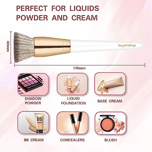 HopNshop Foundation Brush - Flat Top Kabuki Face Brushes for Liquid, Cream and Powder Makeup Application - Soft and Dense Bristles Makeup Brush,