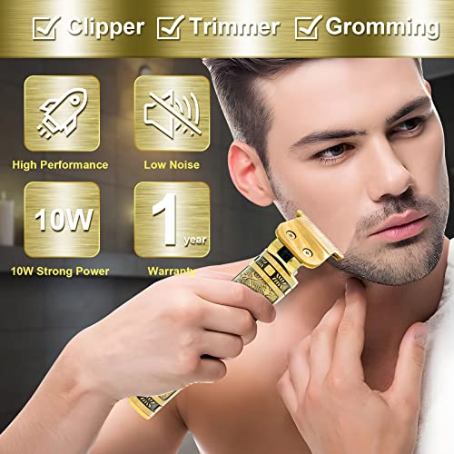 Hair Clippers Men, Beard Trimmer, Cordless USB Rechargeable, with LCD Screen, Professional T-Blade Trimmer, Grooming Kit 7 in 1 for Barbers and H