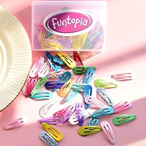 Hair Clips, Funtopia 80 Pcs 1.2 Inch Toddler, Mini Metal Snap Hair Clips for Little Girls Baby Kids, Colorful Small Hair Barrettes, Accessories f