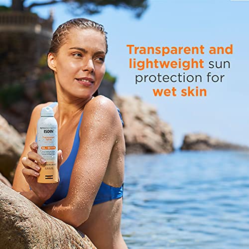 ISDIN Fotoprotector Transparent Spray SPF 50 (250ml) | Wet Skin Sunscreen | Effective on wet skin | instant cooling and drying spray