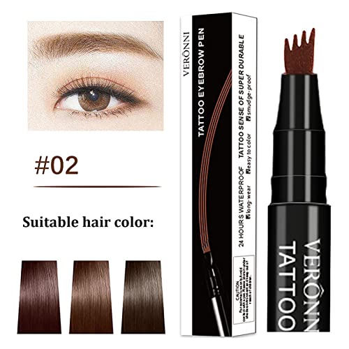 Anjoize Eyebrow Pen, Anjoize 4-Tip Microblade Brow Pen, Waterproof and Smudge-Proof Eyebrow Pen Makeup for Daily Use