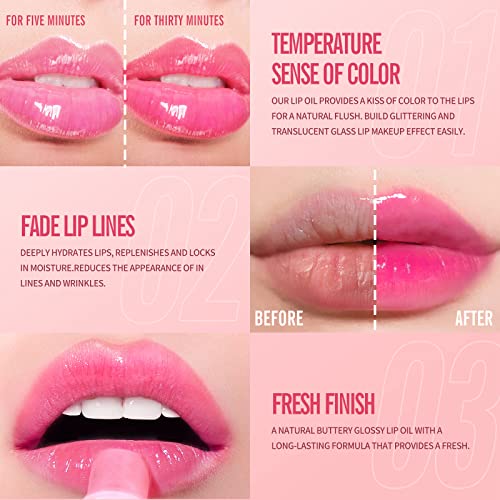 Plump Lip Glow Oil,Crystal Jelly Moisturizing Lip Oil Cherry Oil Plumping Lip Gloss Makeup Sexy Plump Lip Tinted Lip Plumper Hydrating Polished L