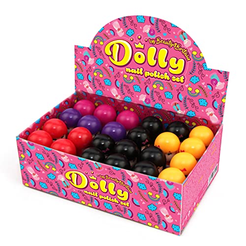 Dolly Nail Polish Set 24 Modern Colours Doll-Shaped Bottles Non-Toxic Strawberry Scented Water-based Peel-Off (Set B)