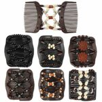 Dadabig 7 PCS Beaded Hair Combs, Stretchy Double Hair Comb Elastic Comb Double Hair Combs Clips Hair Clip Stretchy for Women Girls Hair Accessory