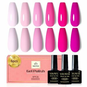 Yueshop Pink Series Gel Nail Polish Kit, Light Pink Hot Pink Cream Pink Gel Polish Set,Neon Pink Nail Varnish Soak off UV LED Lamp Long Lasting N
