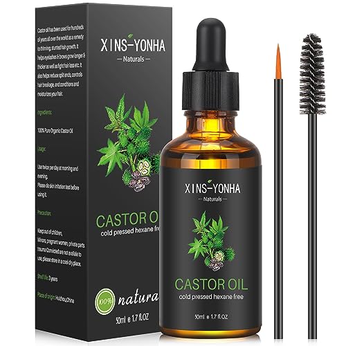 Castor Oil Hair Growth, Organic Castor Oil for Eyebrows Eyebrows Lash Nail, Hair Growth Serum Eyelash Growth Serum Pure Cold Pressed Lash Growth