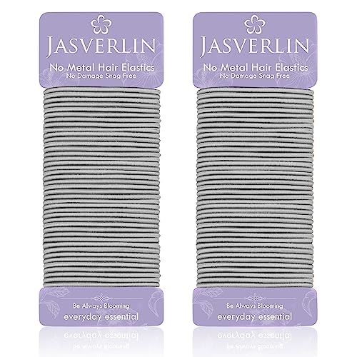 JASVERLIN Small Hair Elastics, Seamless Thick Hair Ties, No Pull Ponytail Holders Braided Hair Tie Styling Bands for Fine to Medium Hair, Women G
