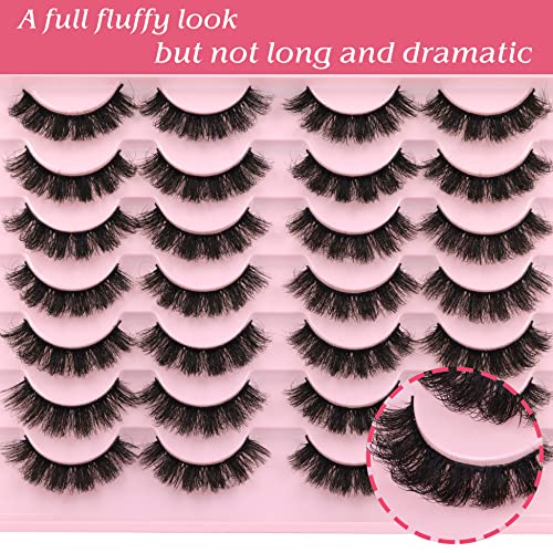 False Eyelashes D Curl Lash Strips Fluffy Wispy Mink Lashes Look Like Extensions Russian Strip Lashes Natural Look Volume Dramatic Short Fake Eye