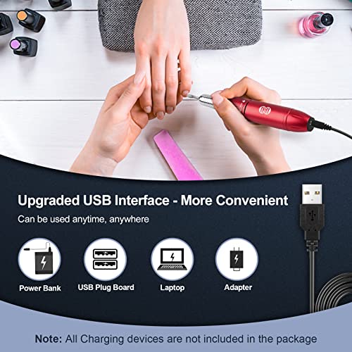 Electric Nail Drill Machine, CIICII 30000RPM Electric Nail Files Professional Set (65Pcs Portable Variable Speed All-Metal Chuck Lock Forward & R