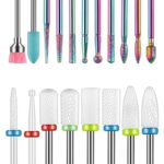 19pcs Nail Drill Bits Sets, 3/32 Inch Diamond Cuticle Electric Nail File and Ceramic Acrylic Gel Nail Bit Kit, Acrylic Nail Art Tools, Carbide Cu